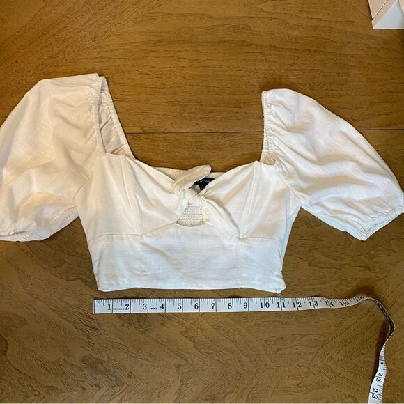 Cotton Candy LA White Milkmaid Bustier Tie Front Top w/ Puff Sleeves Size Small - Picture 7 of 10